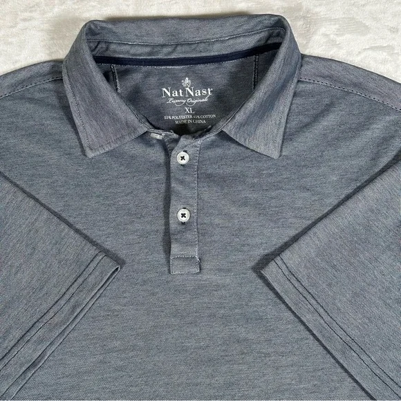 Nat Nast Polo Shirt Men Size XL Gray Short Sleeve Stretch Comfort Golf EUC - Picture 9 of 10